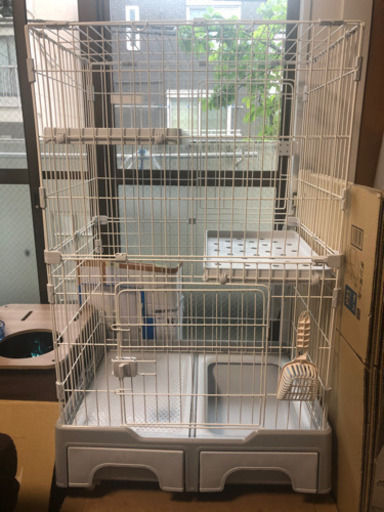 【決まりました！】トイレ付きキャットケージ 2段★美品★
