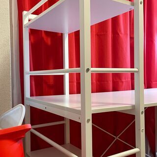 【美品】収納付きパソコンデスク/学習机 棚付き 机 デスクの画像
