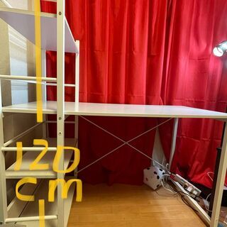 【美品】収納付きパソコンデスク/学習机 棚付き 机 デスクの画像