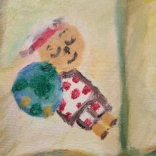 絵画『絵本は夢の中』油絵の画像