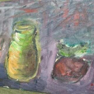 絵画『花瓶と果物①』油絵の画像