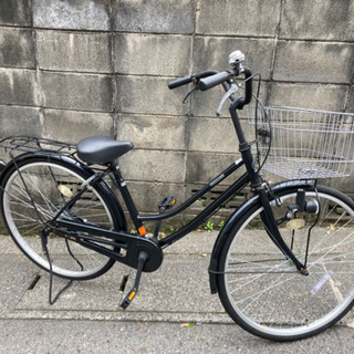 【中古自転車】26インチ変速なし　黒　カゴ、鍵新品❗️スペアキーあり　若林自転車　膳所　SALE中❗️