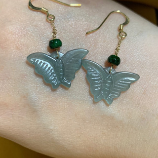 本翡翠天然石ピアス k14メッキ グァテマラ産 完美品