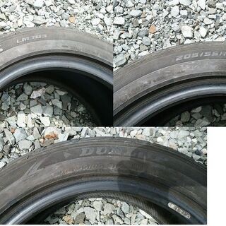手渡し 残溝有り タイヤ 2本 廃タイヤ DUNLOP LE MANS LM703 205/55R16 91V 205-55-16 ヒビ割れ 処分 遊び用？ ダンロップの画像