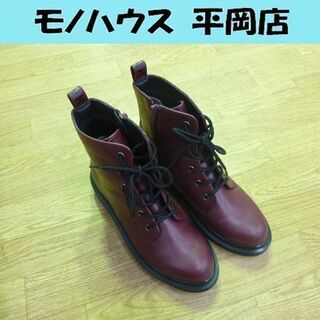 約24.5cm ピンクラテ レースアップブーツ 靴 レディース ...