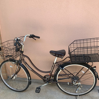 引取り先決まりました。6段変速 自転車 茶色 かご付きの画像