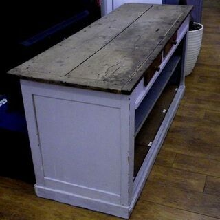 アンティーク調 カウンターテーブル 木製 幅182×奥行62×高さ80㎝ 引き出し