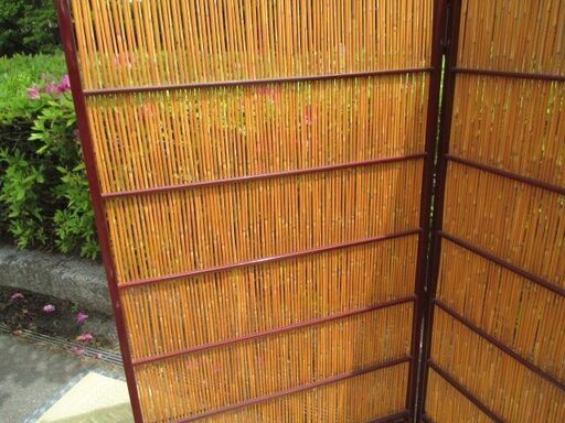 茶道具　衝立　二枚折夏屏風 　簾屏風 　 間仕切り 状態良し