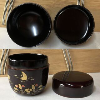 e732 棗 10個セット 木製 漆塗 木箱入り 数棗 茶道具