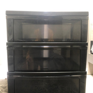 【中古美品】無料　アイリスオーヤマ　ブラック3段 チェスト　収納...