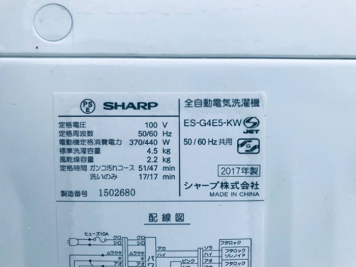 ✨2017年製✨816番 SHARP✨全自動電気洗濯機✨ES-G4E5-KW‼️