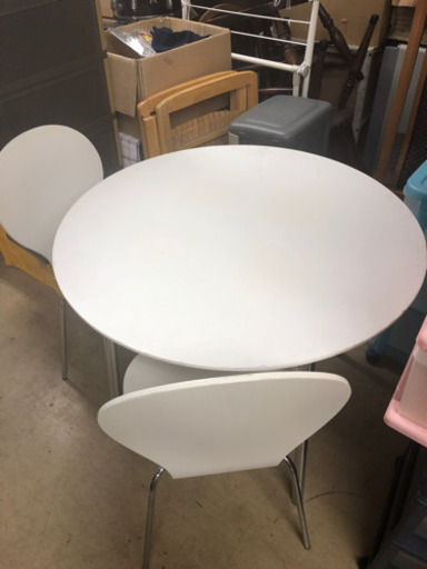 ホワイト テーブルと椅子2脚セット しげん屋