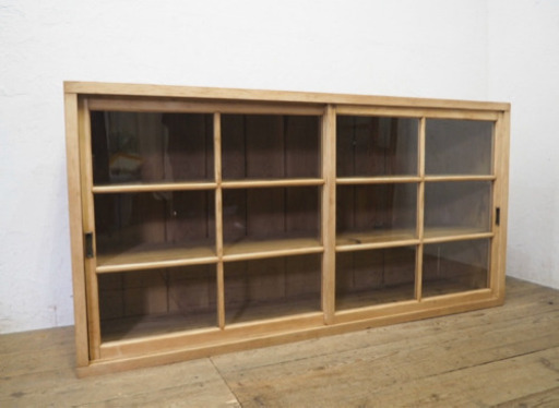 H88cm×W173cm◆大きな古い木製ガラスケース◆飾り棚食器棚