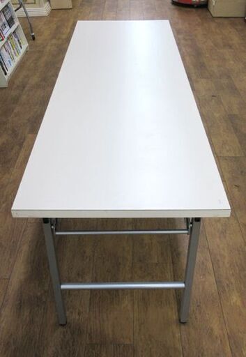 会議用テーブル デスク 幅180×奥60×高70cm ホワイト 白 折りたたみ式 事務用品 オフィス 家具 札幌 厚別店