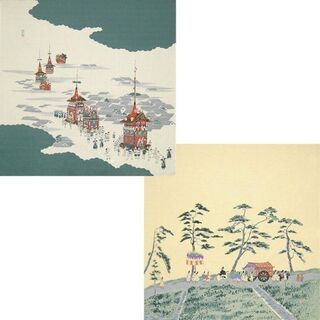 美術風呂敷 ゑり善 葵祭 祇園祭 風呂敷 綿100％ ふろしき 105×105㎝ 2枚セット 札幌市 西岡店の画像
