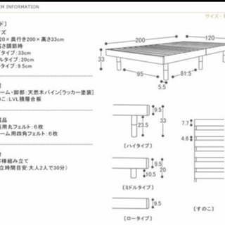 セミダブルベットフレーム(ホワイト)の画像