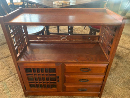 karimoku カリモク家具 欅 茶棚 茶箪笥 飾り棚 和風チェスト 和家具