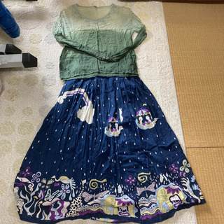 綿（コットン）100% ロングスカート、トップス　セット