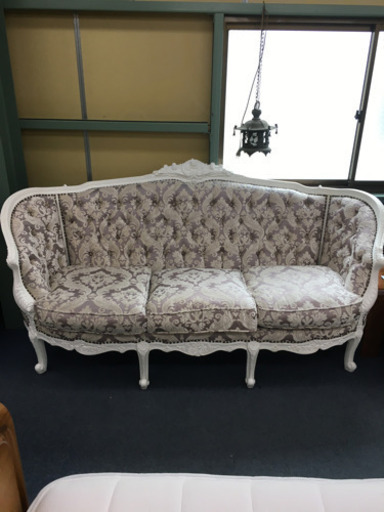 ★中古美品　姫系猫脚　3人掛ソファ　おまけ付き