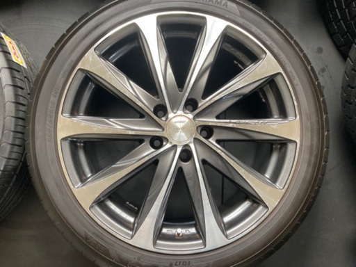 ☆プリウスアルファ等　ロクサーニ 632 LAXARNY F10 アルミ☆ 225/45R18 ヨコハマタイヤ　2018年製バリ溝
