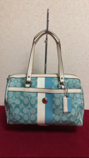 5MKO337  ボストンバッグ 水色 COACH 大容量 肩掛け