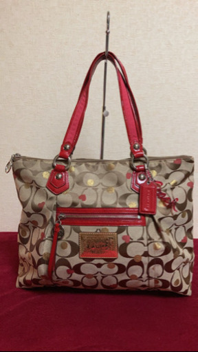 5MKO351   COACH 大きめ ボストンバッグ 赤 可愛い