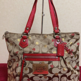 5MKO351 COACH 大きめ ボストンバッグ 赤 可愛い