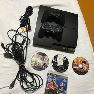 PS3 本体, コントローラー 2つ, HDMI, ソフト4枚.
