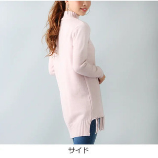 AMOUR BOX ハイネックフリンジニット　ピンクの画像