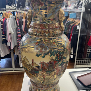 飾り壺 織田信長絵 薩摩焼 色絵図