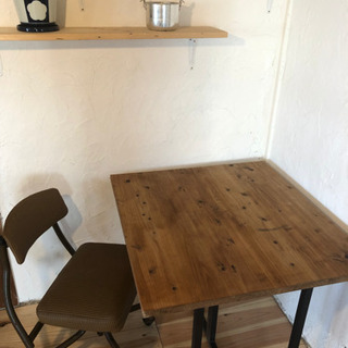 アンティーク 木製アイアンテーブル ビンテージチェアセット