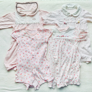 2wayオール ロンパース 4枚 女の子 50cm 60cm ピンク系