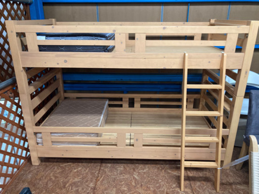 2段ベッド　木製　マット付　中古