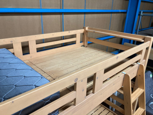 2段ベッド　木製　マット付　中古