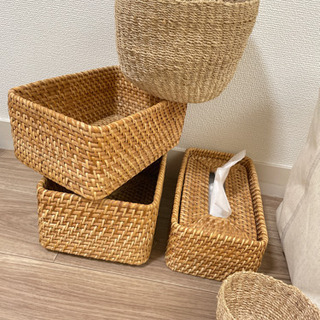 無印良品 カゴセット ラタンボックス バスケットの画像