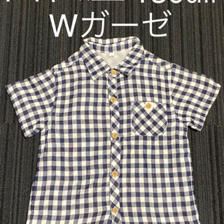 【西松屋  130 ㎝ 半袖 ボタン シャツ 綿 100 % ダ...