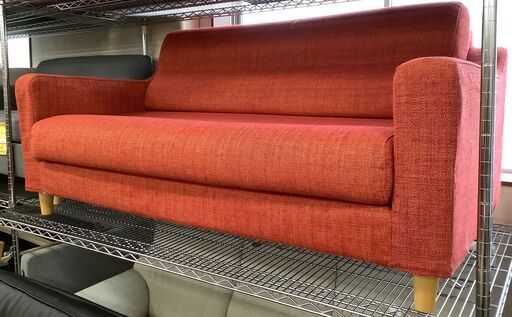 2人掛けソファ ファブリックソファ レッド/オレンジ系 【ユーズドユーズ名古屋天白店】J792