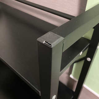 収納ラック付デスク(幅120) 机 パソコンデスク オフィスデスク テーブル 木製天板(ブラック)の画像