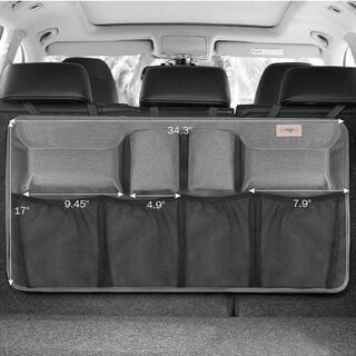 新品　未使用　そのほかも色々激安にて、出品してます！！トランク 収納 - SURDOCA 車用収納ポケット シートバックポケット スリム 大容量 省スペース 落ない安定設計 マジックテープ付 耐摩耗 取り付け簡単 トラック/SUV/軽自動車などの大中小型車に適用 カー用品 後部座席用 収納バッグ ブラック グレー (グレー)の画像