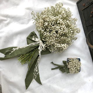 かすみ草ブーケ ブートニアセット