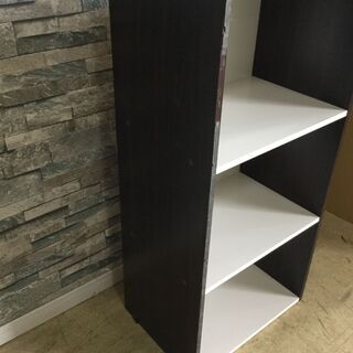 売却済３段カラーボックス 収納棚 ホワイト×ブラウン 収納ボックス 本棚の画像