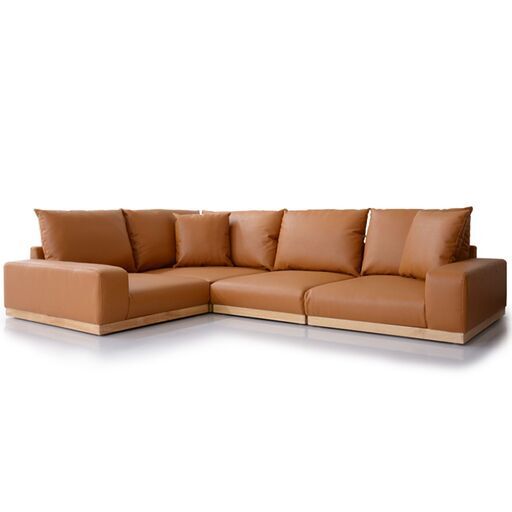 Bコーナーソファ【ユニゾンコーナー／キャメル色】ソファ ローソファ フロアソファ 3人掛け クッション付き 北欧 訳あり B品 アウトレット品 ※定価47,990円