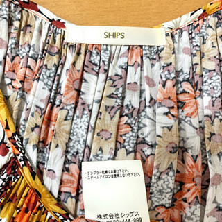 シップス SHIPS チュニックワンピース ノースリーブ オレンジ 白 花柄の画像