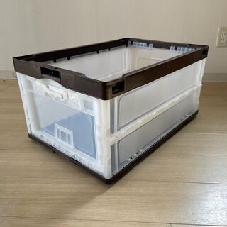 アスクル 扉付き折りたたみコンテナ 75L　ブラウン