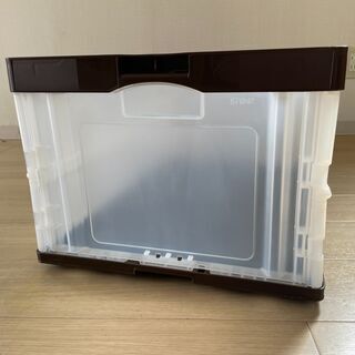 アスクル 扉付き折りたたみコンテナ 75L　ブラウンの画像