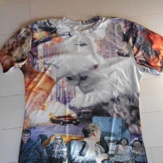 USA直輸入★猫 ど迫力パニック柄Tシャツ★新品★XL★男女兼用...