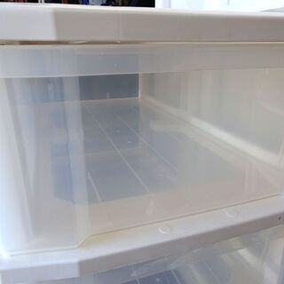 ②◆DCM/ホーマック◆押し入れチェスト ３段 衣装ケース キャスター付き クリアの画像