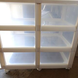 ②◆DCM/ホーマック◆押し入れチェスト ３段 衣装ケース キャスター付き クリアの画像