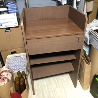 【無料で差し上げます】木製 レジカウンター 鍵付き やや難あり