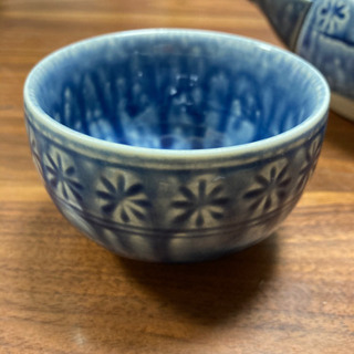 青、藍色系急須1つ湯呑み5個セットの画像